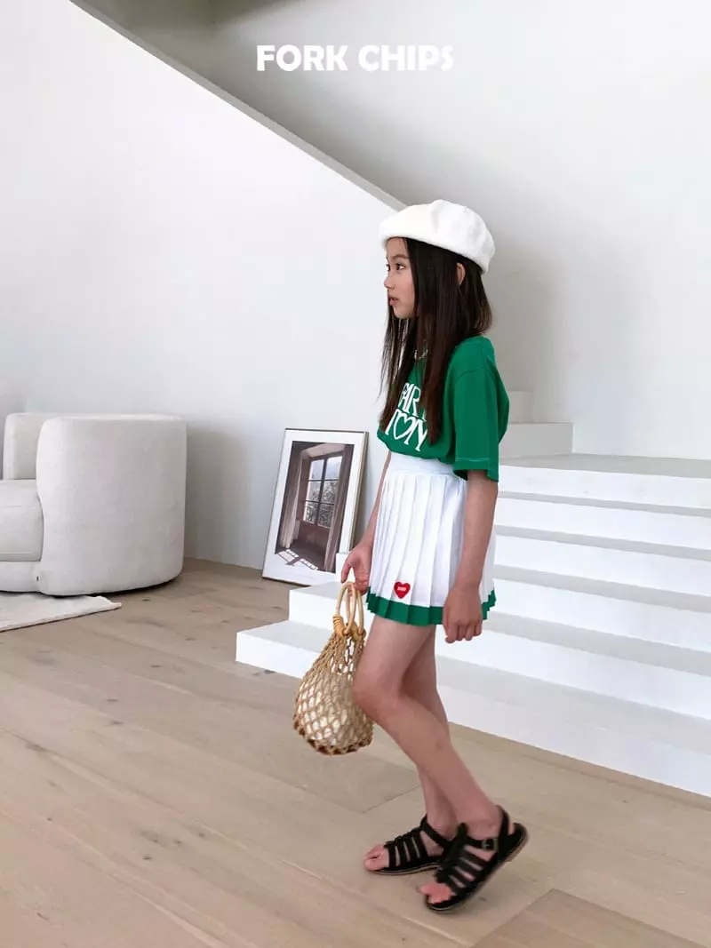 Fork Chips - Korean Children Fashion - #childofig - Patch Pleats Skirt - 3