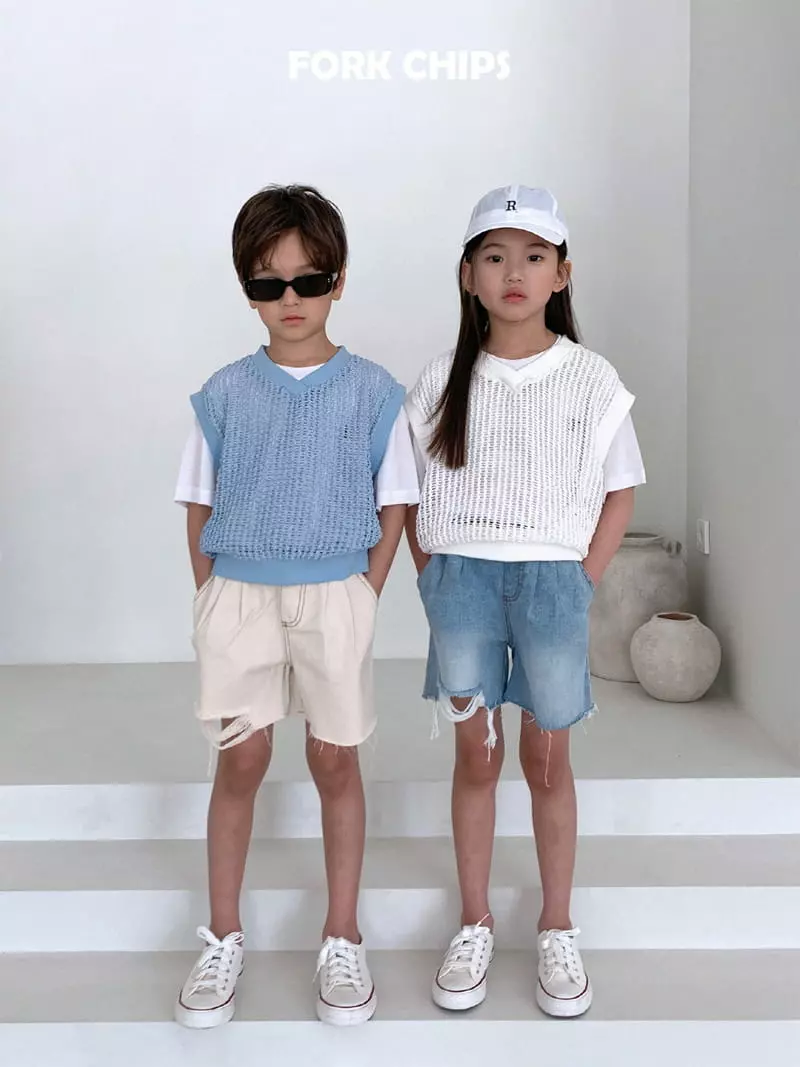 Fork Chips - Korean Children Fashion - #childrensboutique - Square Knit Vest
