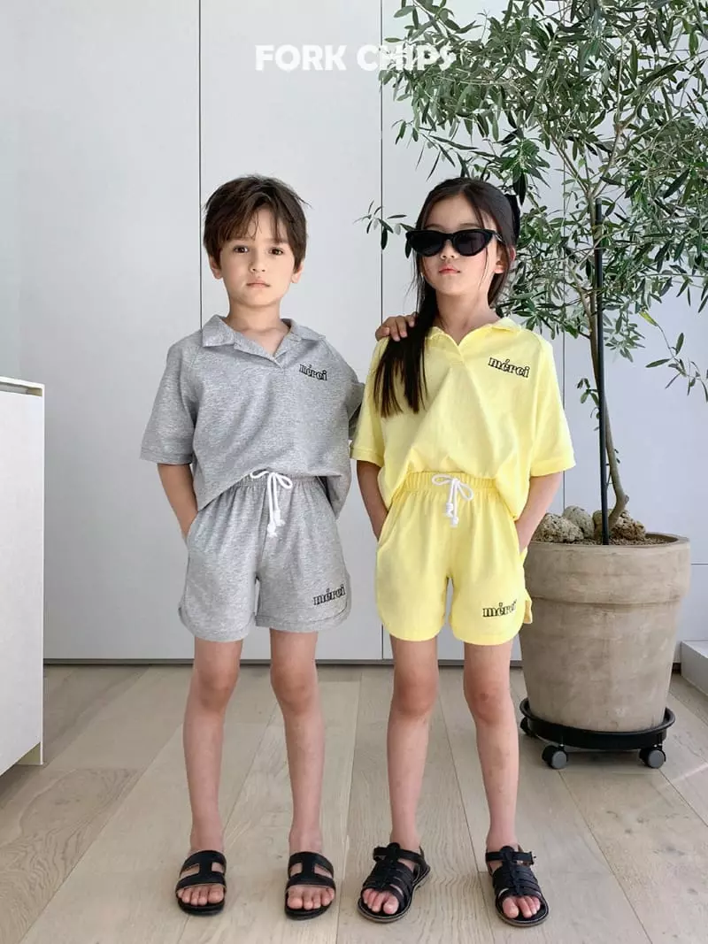 Fork Chips - Korean Children Fashion - #childrensboutique - Merci Top Bottom Set - 5