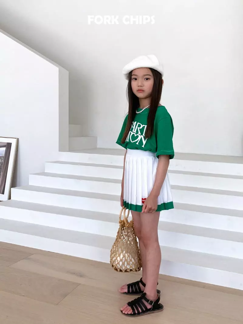 Fork Chips - Korean Children Fashion - #childofig - Patch Pleats Skirt - 4
