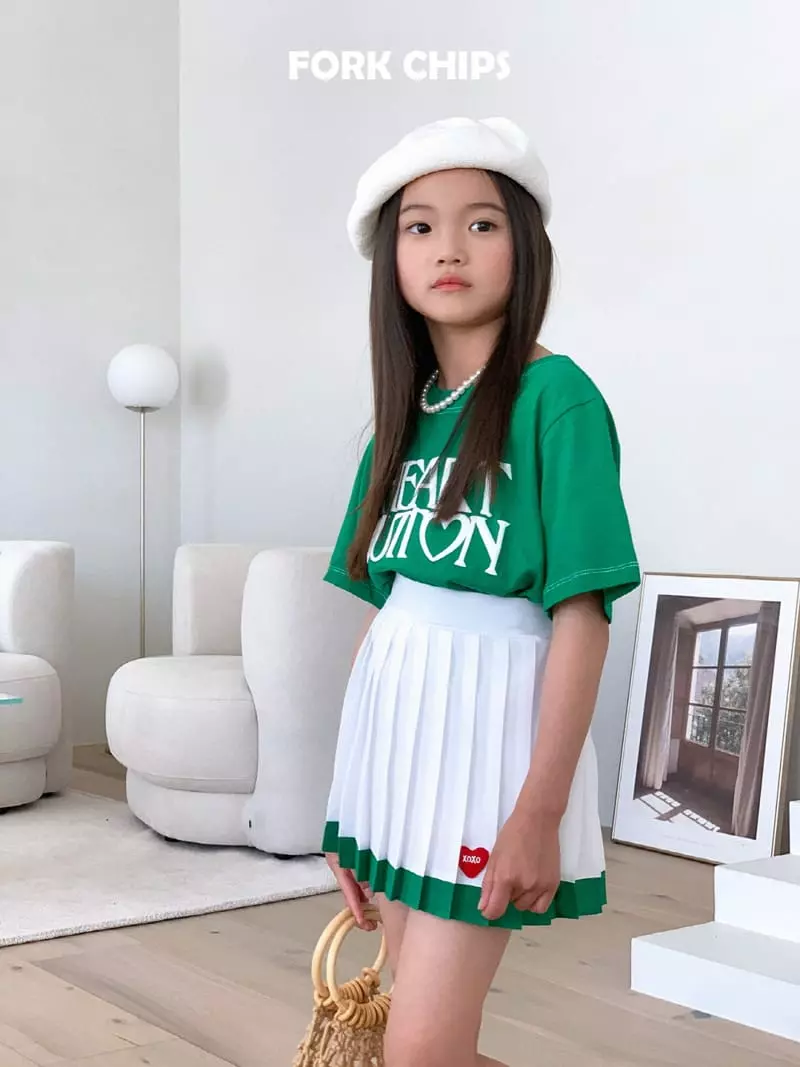 Fork Chips - Korean Children Fashion - #designkidswear - Patch Pleats Skirt - 5