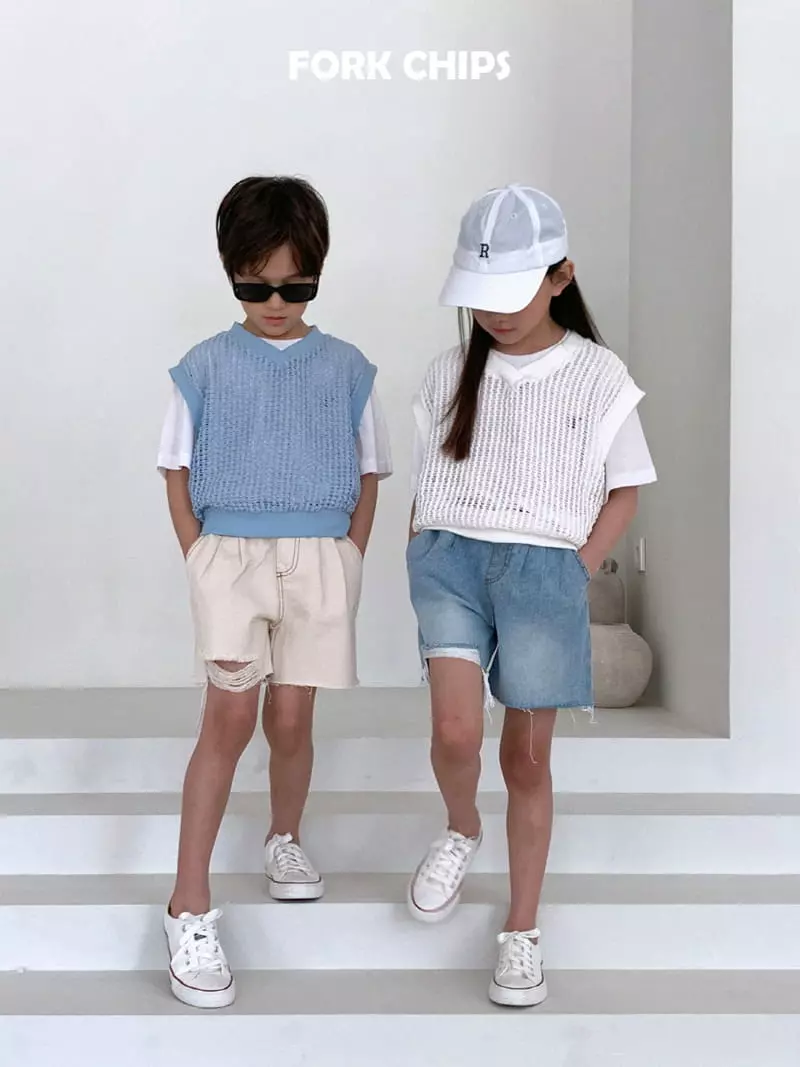 Fork Chips - Korean Children Fashion - #discoveringself - Square Knit Vest - 3