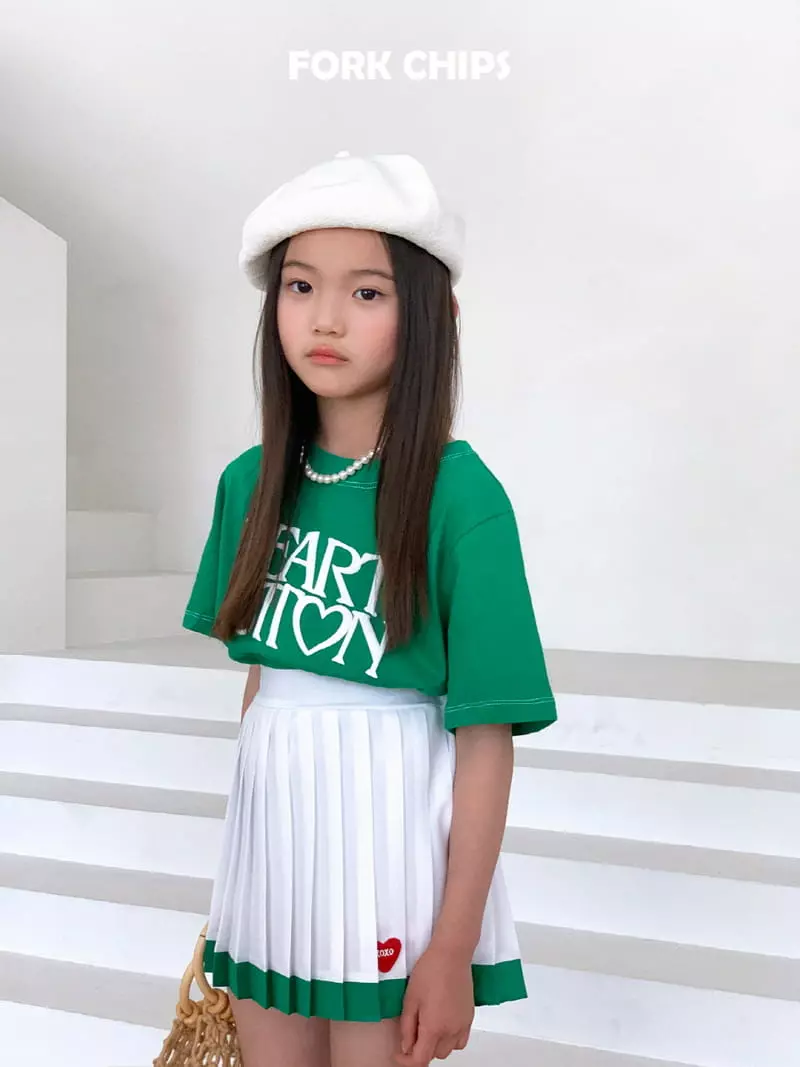 Fork Chips - Korean Children Fashion - #discoveringself - Patch Pleats Skirt - 6