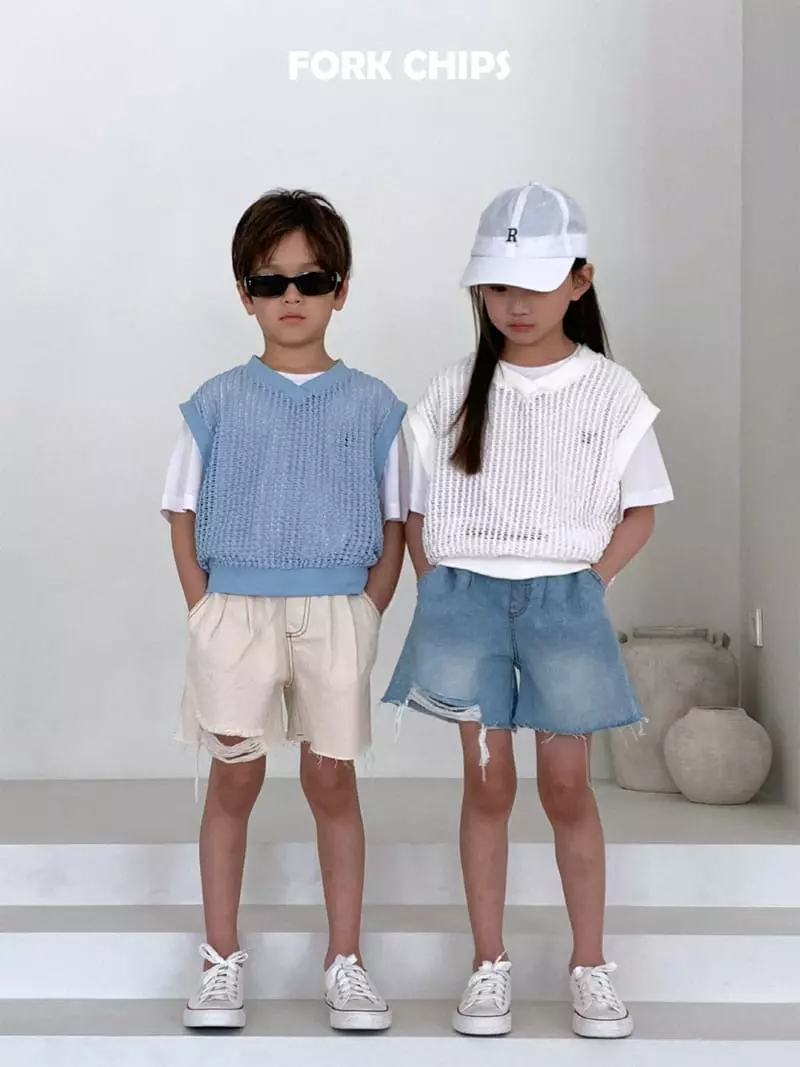 Fork Chips - Korean Children Fashion - #discoveringself - Square Knit Vest - 4