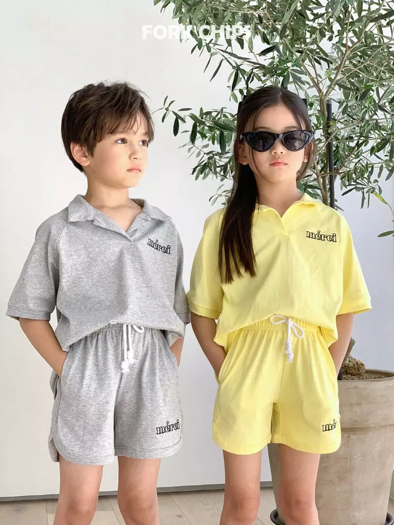 Fork Chips - Korean Children Fashion - #fashionkids - Merci Top Bottom Set - 8