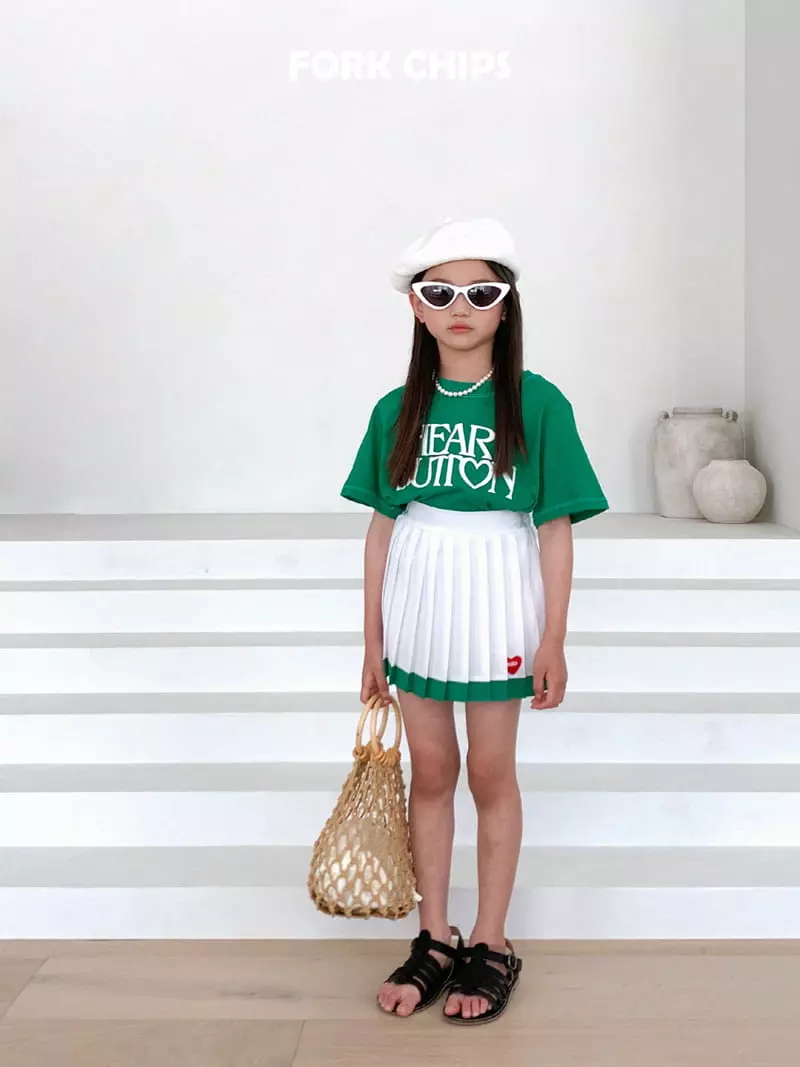 Fork Chips - Korean Children Fashion - #fashionkids - Patch Pleats Skirt - 7