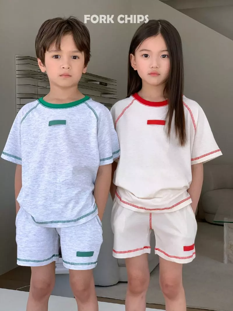 Fork Chips - Korean Children Fashion - #kidsshorts - Baroc Top Bottom Set - 10