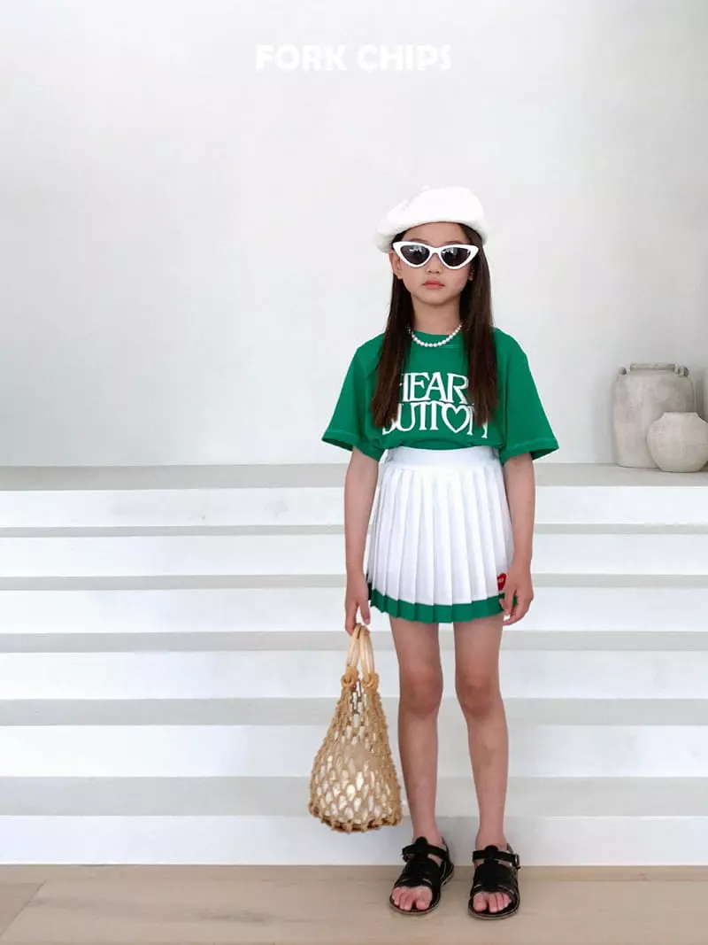 Fork Chips - Korean Children Fashion - #kidsshorts - Patch Pleats Skirt - 8