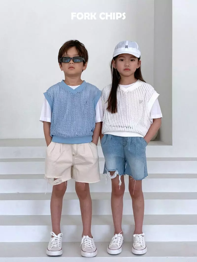Fork Chips - Korean Children Fashion - #kidsstore - Square Knit Vest - 6