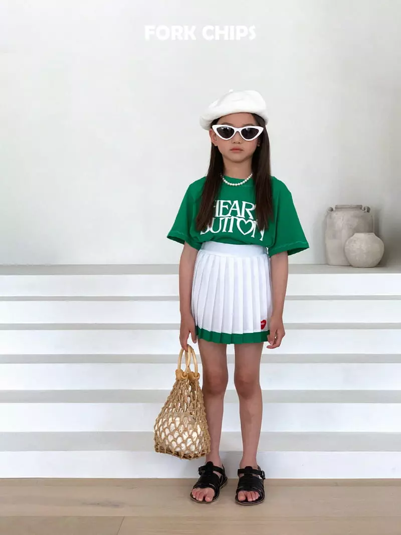Fork Chips - Korean Children Fashion - #kidsstore - Patch Pleats Skirt - 9