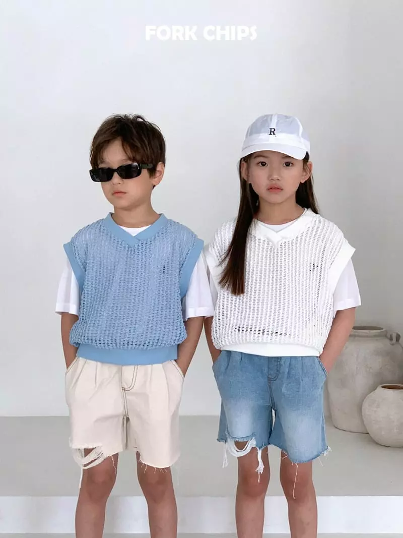 Fork Chips - Korean Children Fashion - #kidzfashiontrend - Square Knit Vest - 7