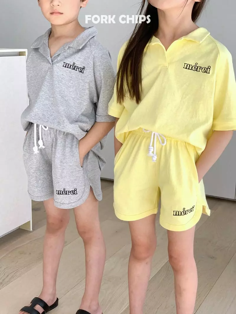 Fork Chips - Korean Children Fashion - #kidzfashiontrend - Merci Top Bottom Set - 11