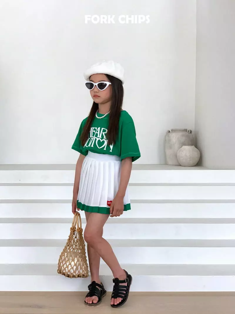 Fork Chips - Korean Children Fashion - #kidzfashiontrend - Patch Pleats Skirt - 10
