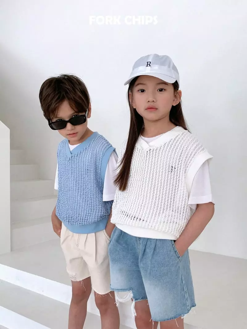 Fork Chips - Korean Children Fashion - #littlefashionista - Square Knit Vest - 9