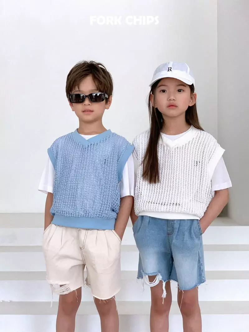 Fork Chips - Korean Children Fashion - #magicofchildhood - Square Knit Vest - 10