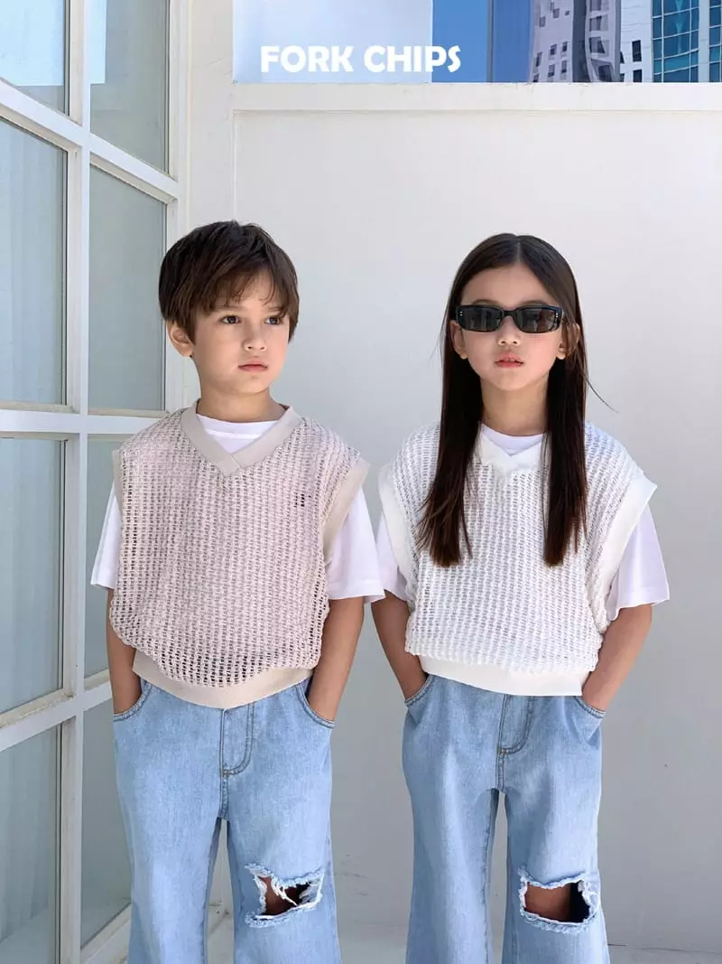 Fork Chips - Korean Children Fashion - #prettylittlegirls - Square Knit Vest - 12