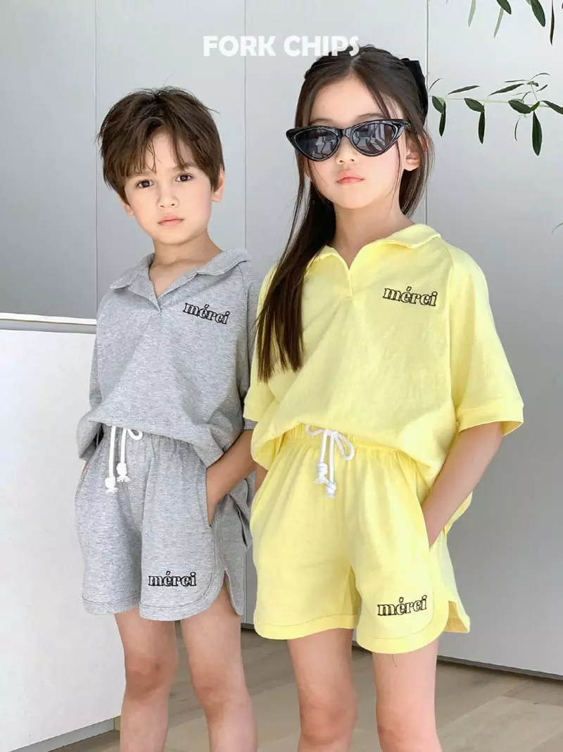 Fork Chips - Korean Children Fashion - #stylishchildhood - Merci Top Bottom Set - 3