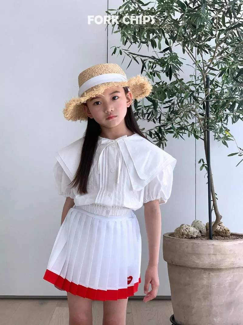 Fork Chips - Korean Children Fashion - #stylishchildhood - Patch Pleats Skirt - 2