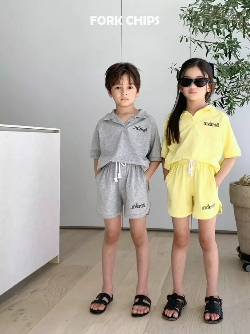 Fork Chips - Korean Children Fashion - #todddlerfashion - Merci Top Bottom Set