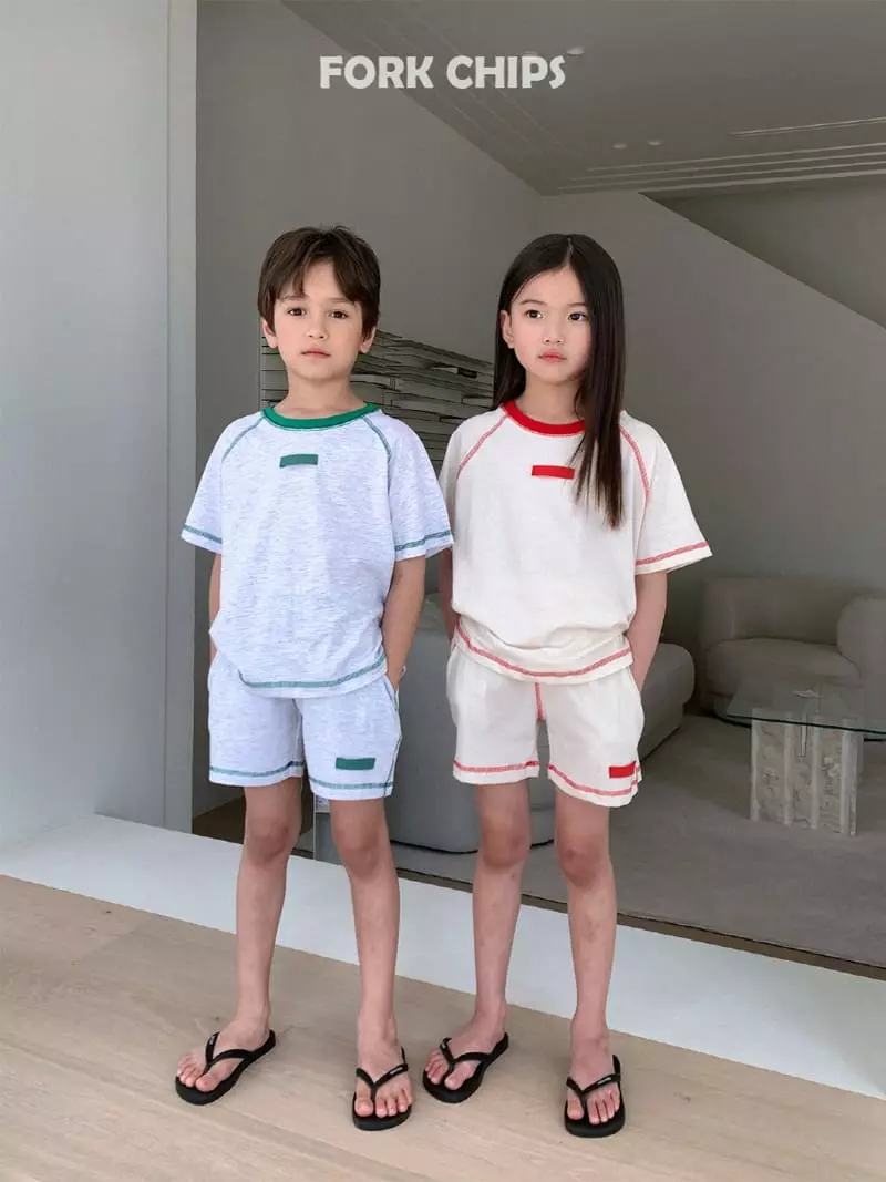 Fork Chips - Korean Children Fashion - #toddlerclothing - Baroc Top Bottom Set - 3