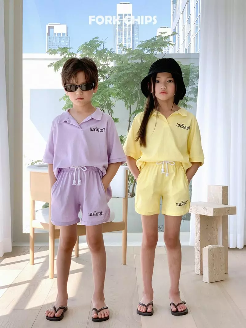 Fork Chips - Korean Children Fashion - #toddlerclothing - Merci Top Bottom Set - 2