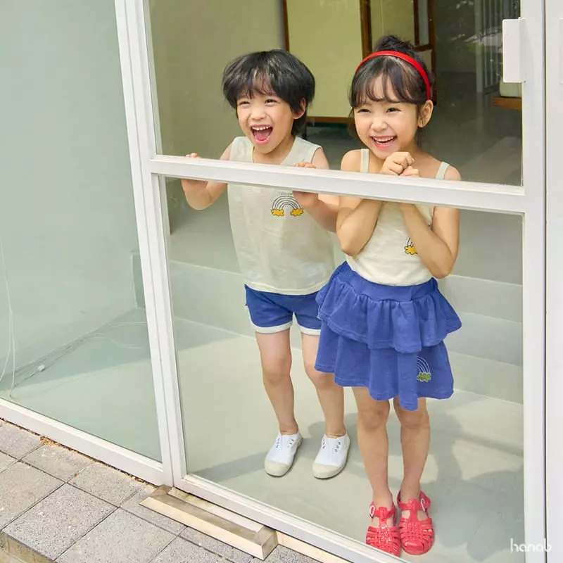 Hanab - Korean Children Fashion - #Kfashion4kids - Blue Rainbow Top Bottom Set - 9