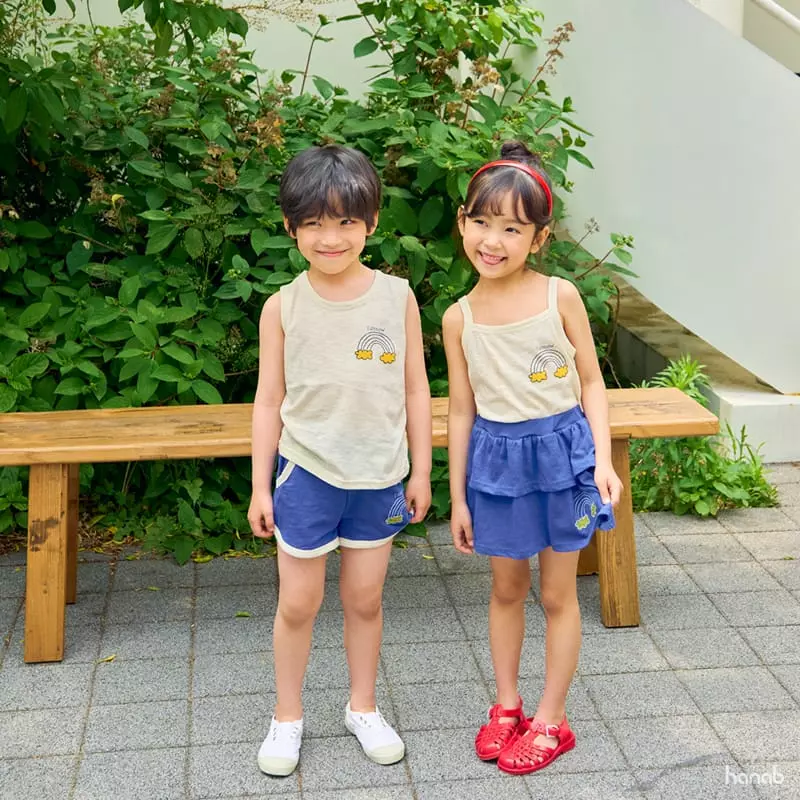 Hanab - Korean Children Fashion - #childofig - Blue Rainbow Top Bottom Set