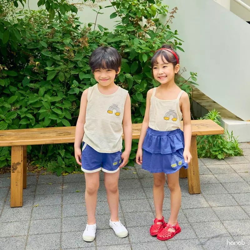 Hanab - Korean Children Fashion - #childrensboutique - Blue Rainbow Top Bottom Set - 2