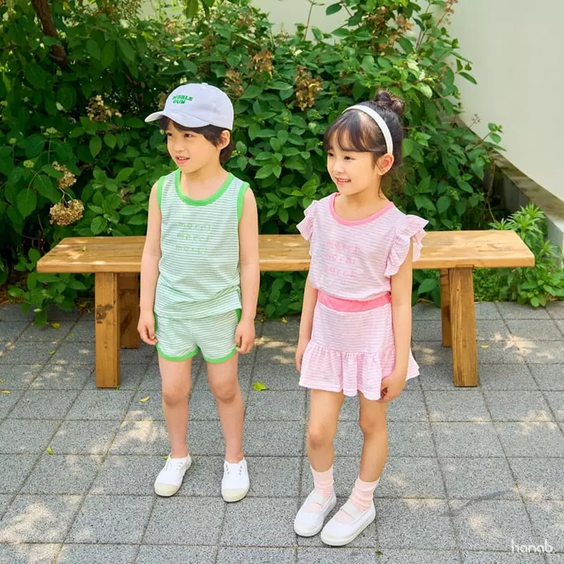 Hanab - Korean Children Fashion - #discoveringself - Stripes Merci Top Bottom Set - 3