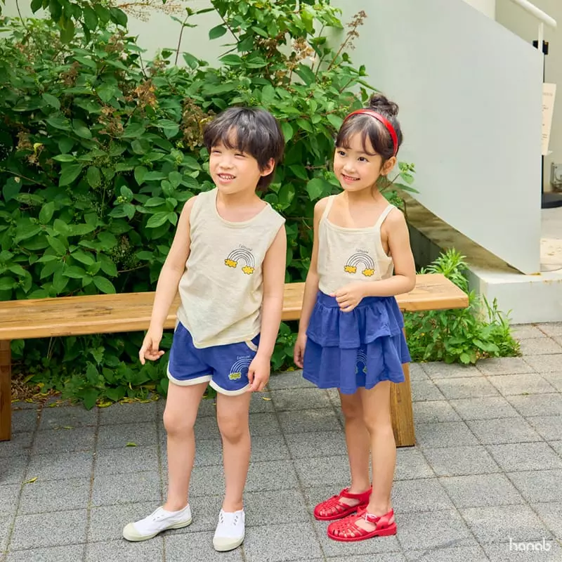 Hanab - Korean Children Fashion - #designkidswear - Blue Rainbow Top Bottom Set - 4
