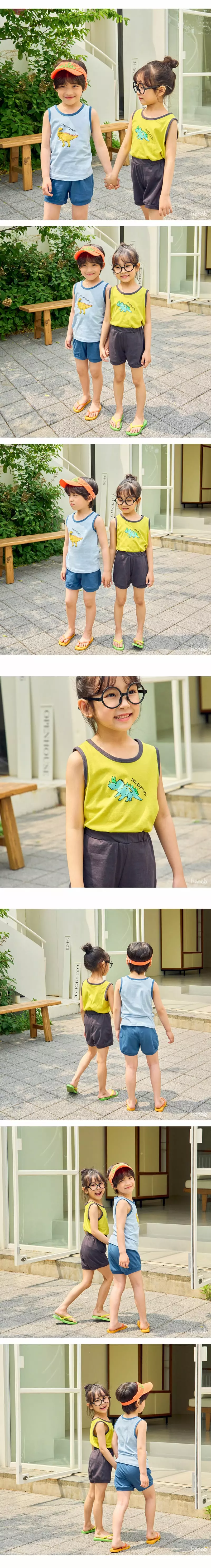 Hanab - Korean Children Fashion - #kidsshorts - Saurus Top Bottom Set - 2