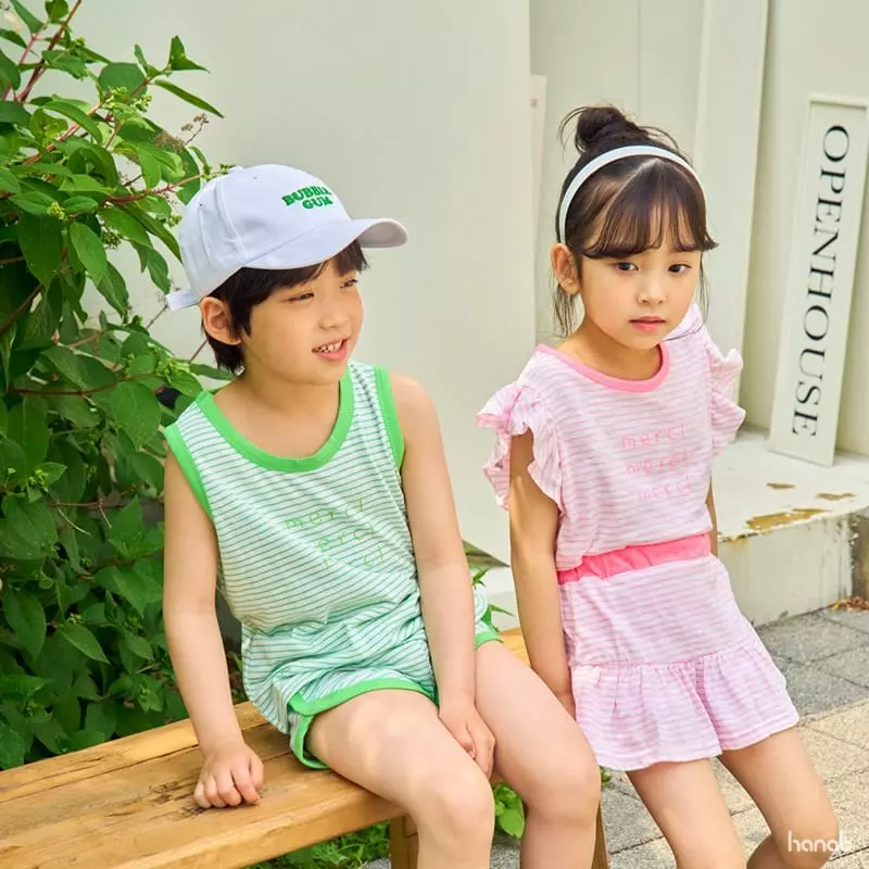 Hanab - Korean Children Fashion - #kidsstore - Stripes Merci Top Bottom Set - 6