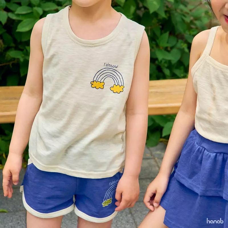 Hanab - Korean Children Fashion - #kidsstore - Blue Rainbow Top Bottom Set - 7