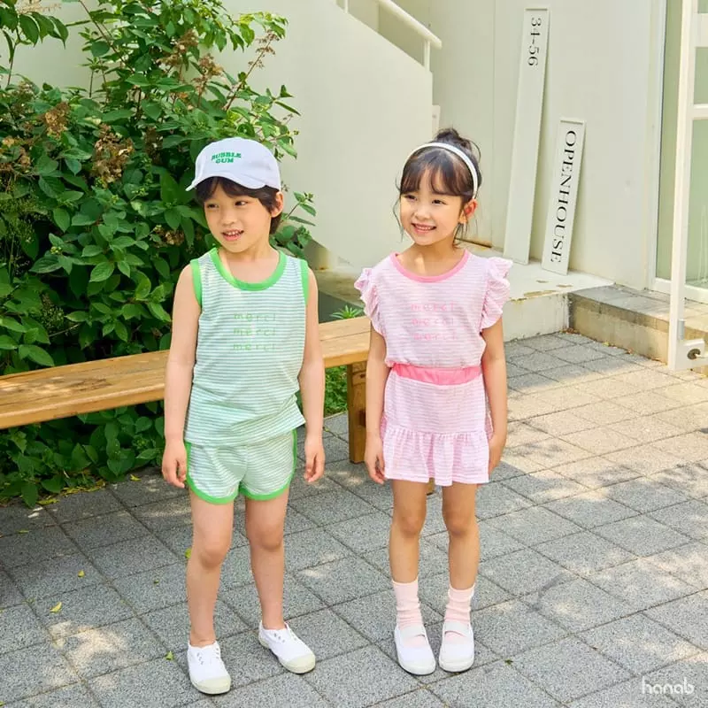 Hanab - Korean Children Fashion - #kidzfashiontrend - Stripes Merci Top Bottom Set - 7