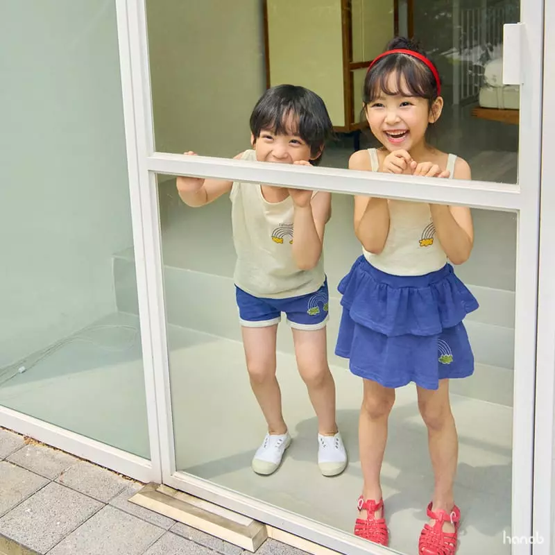Hanab - Korean Children Fashion - #littlefashionista - Blue Rainbow Top Bottom Set - 10