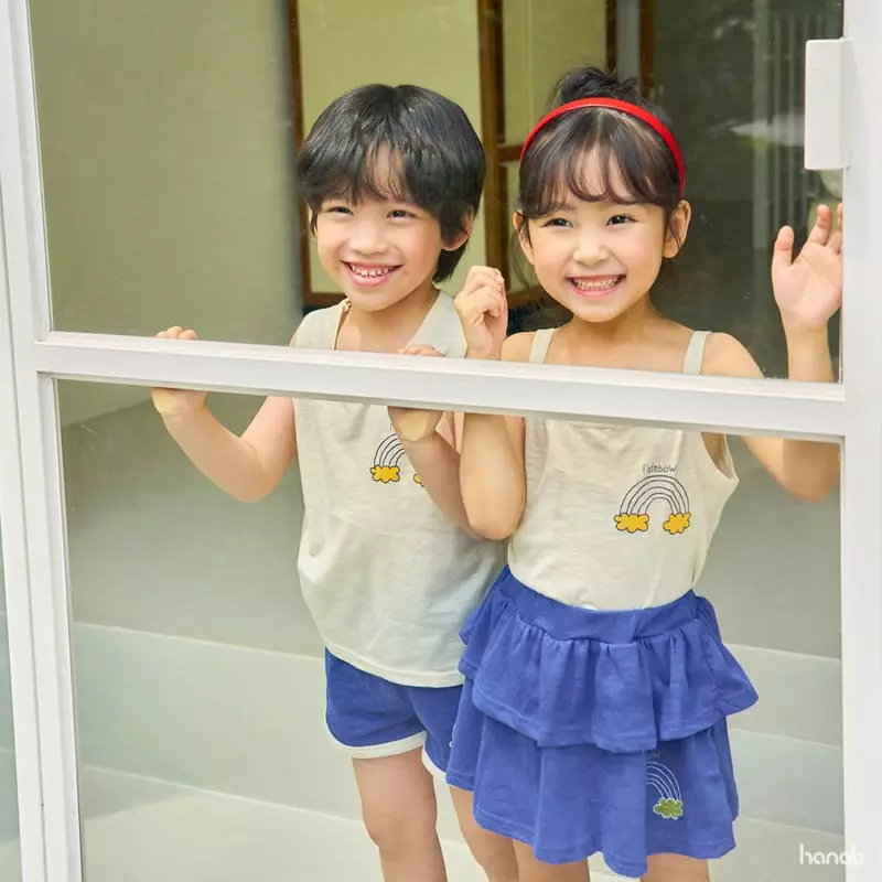 Hanab - Korean Children Fashion - #magicofchildhood - Blue Rainbow Top Bottom Set - 11