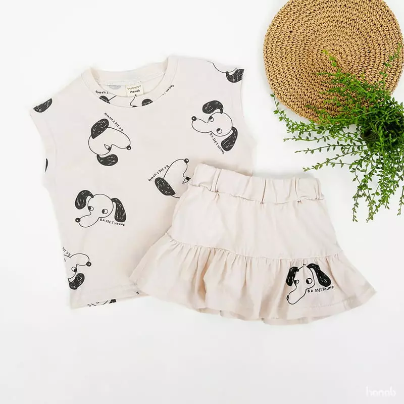 Hanab - Korean Children Fashion - #prettylittlegirls - Puppy Top Bottom Set - 2