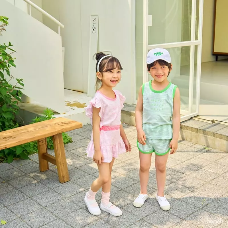 Hanab - Korean Children Fashion - #prettylittlegirls - Stripes Merci Top Bottom Set - 12