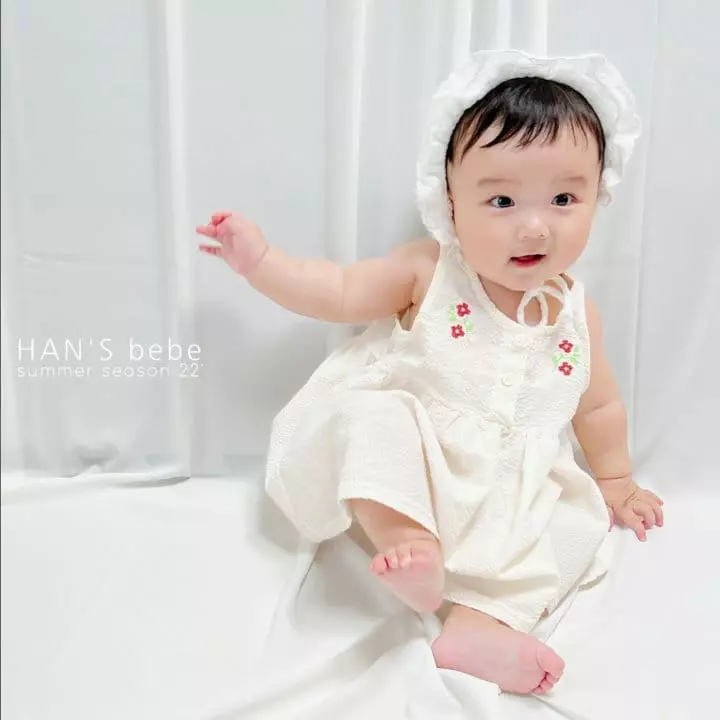 Han's - Korean Baby Fashion - #babyfashion - Bebe Embo Embroidery One-piece - 2