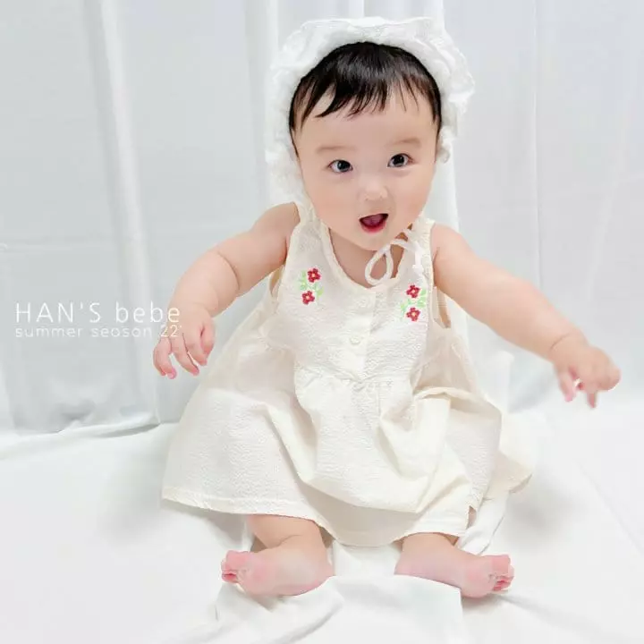 Han's - Korean Baby Fashion - #babyfever - Bebe Embo Embroidery One-piece - 3