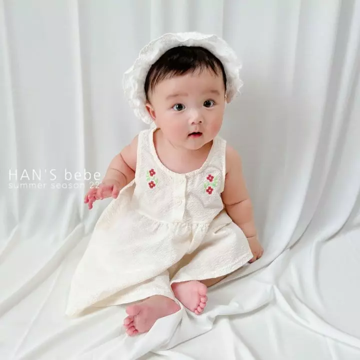 Han's - Korean Baby Fashion - #babyfever - Bebe Embo Embroidery One-piece - 4