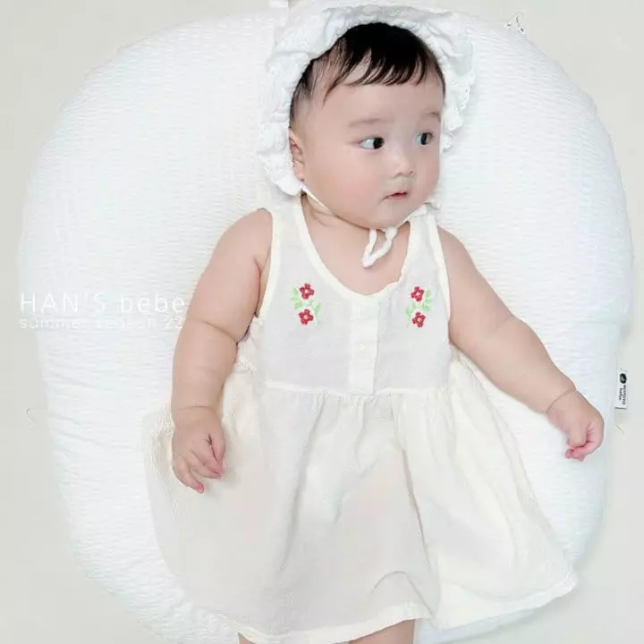 Han's - Korean Baby Fashion - #babyoutfit - Bebe Embo Embroidery One-piece - 8