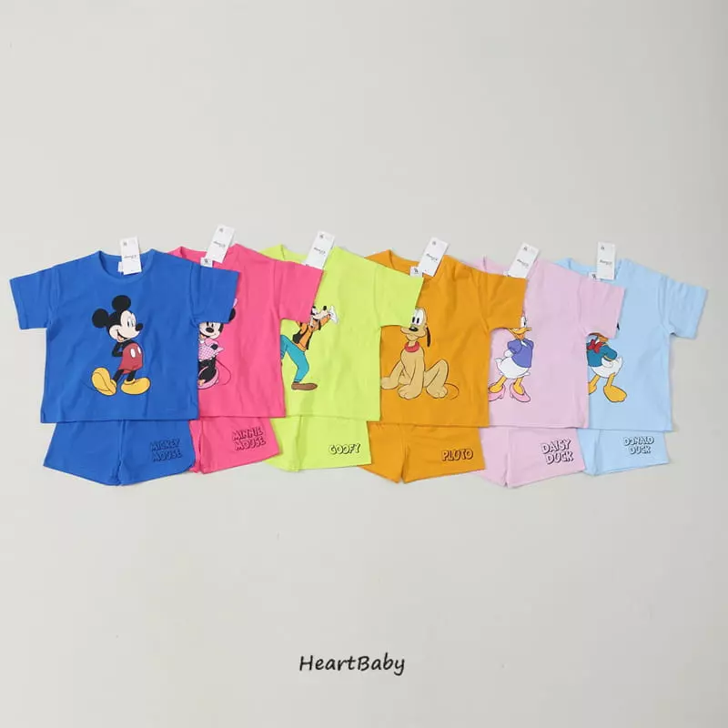 Heart Baby - Korean Children Fashion - #childrensboutique - Micket And Friends Top Bottom Set