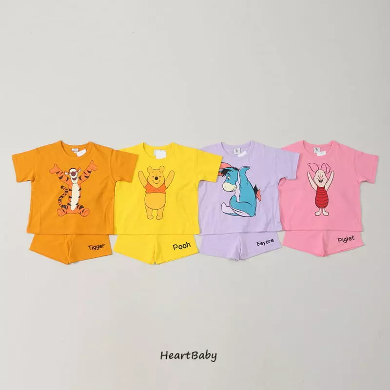 Heart Baby - Korean Children Fashion - #designkidswear - Pooh and Friends Top Bottom Set