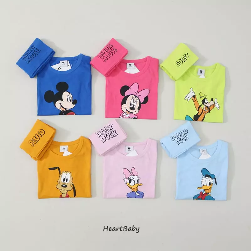 Heart Baby - Korean Children Fashion - #discoveringself - Micket And Friends Top Bottom Set - 3