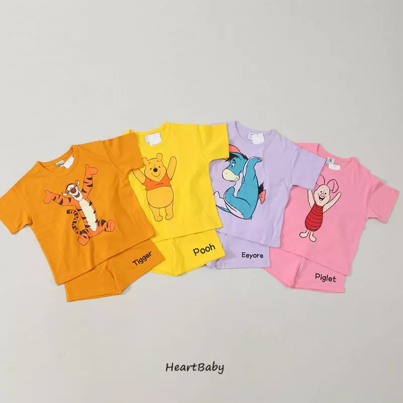 Heart Baby - Korean Children Fashion - #discoveringself - Pooh and Friends Top Bottom Set - 2