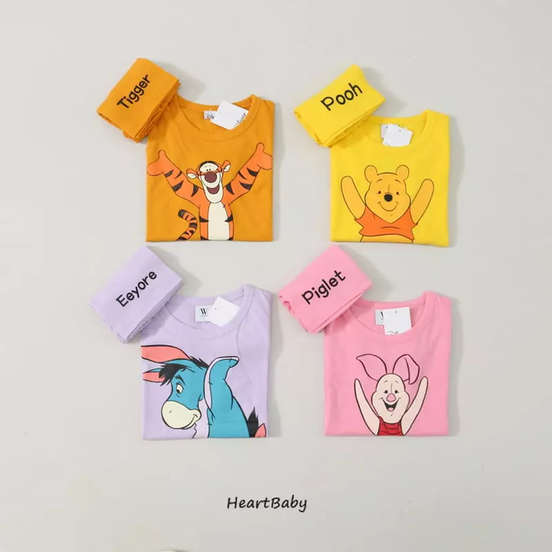 Heart Baby - Korean Children Fashion - #fashionkids - Pooh and Friends Top Bottom Set - 3