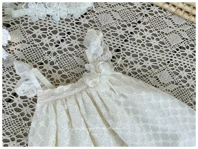 Hi Byebebe - Korean Baby Fashion - #babyfever - Small Flower Lace One-piece - 9