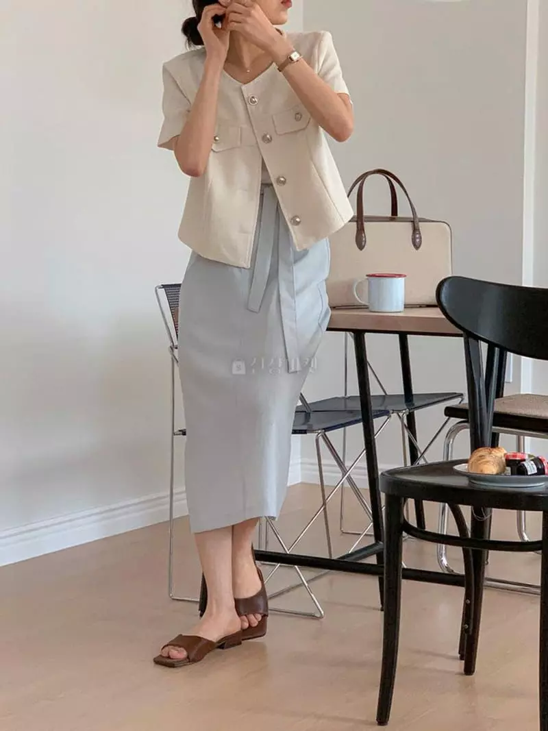 Hither - Korean Women Fashion - #womensfashion - Summer Twid Short Sleeves Jacket - 4