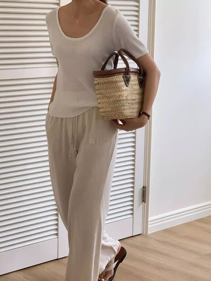 Hither - Korean Women Fashion - #momslook - Be To Linen Banding Pants - 3